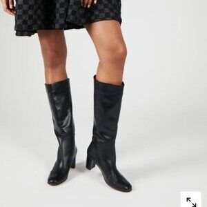 INTENTIONALLY BLANK Pam Black Leather Heeled Boots, size 7